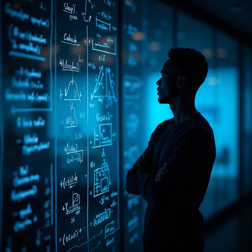 Grafische Darstellung von Finanzentscheidungen und Schlafkurven, analytische Atmosphäre